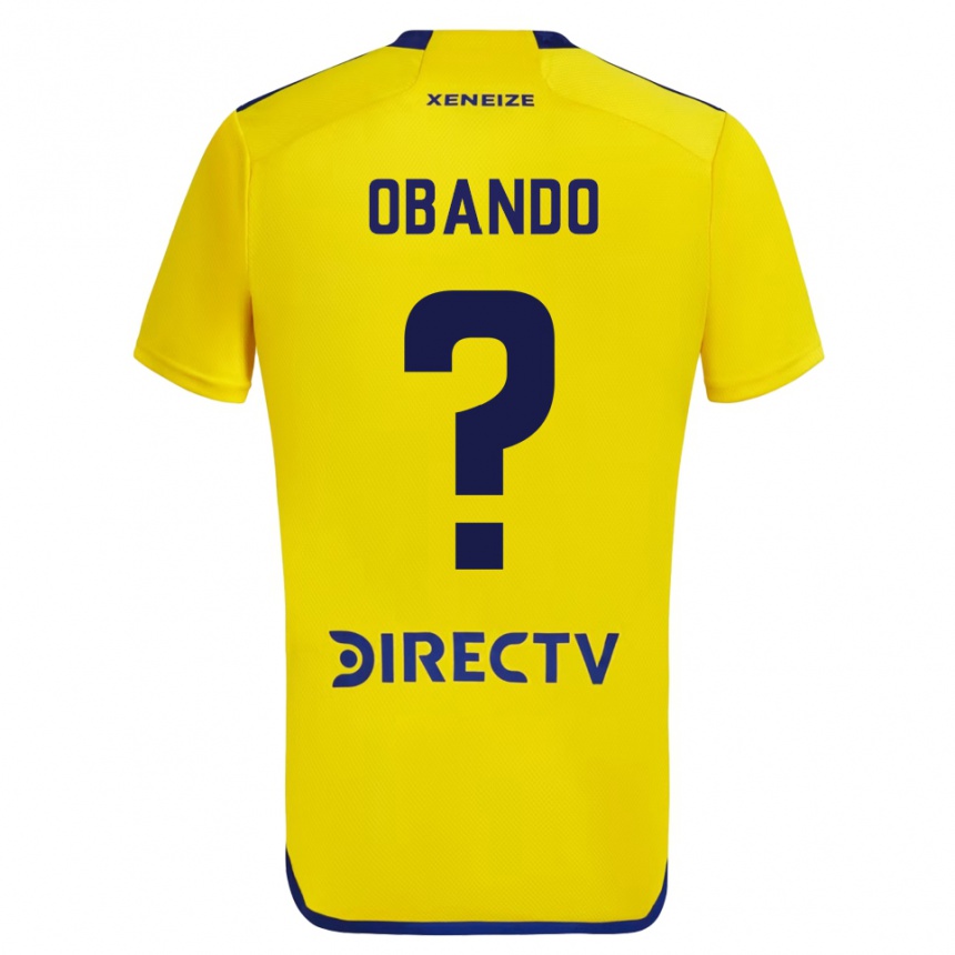 Enfant Football Maillot Agustín Obando #0 Jaune Bleu Tenues Extérieur 2024/25 Canada