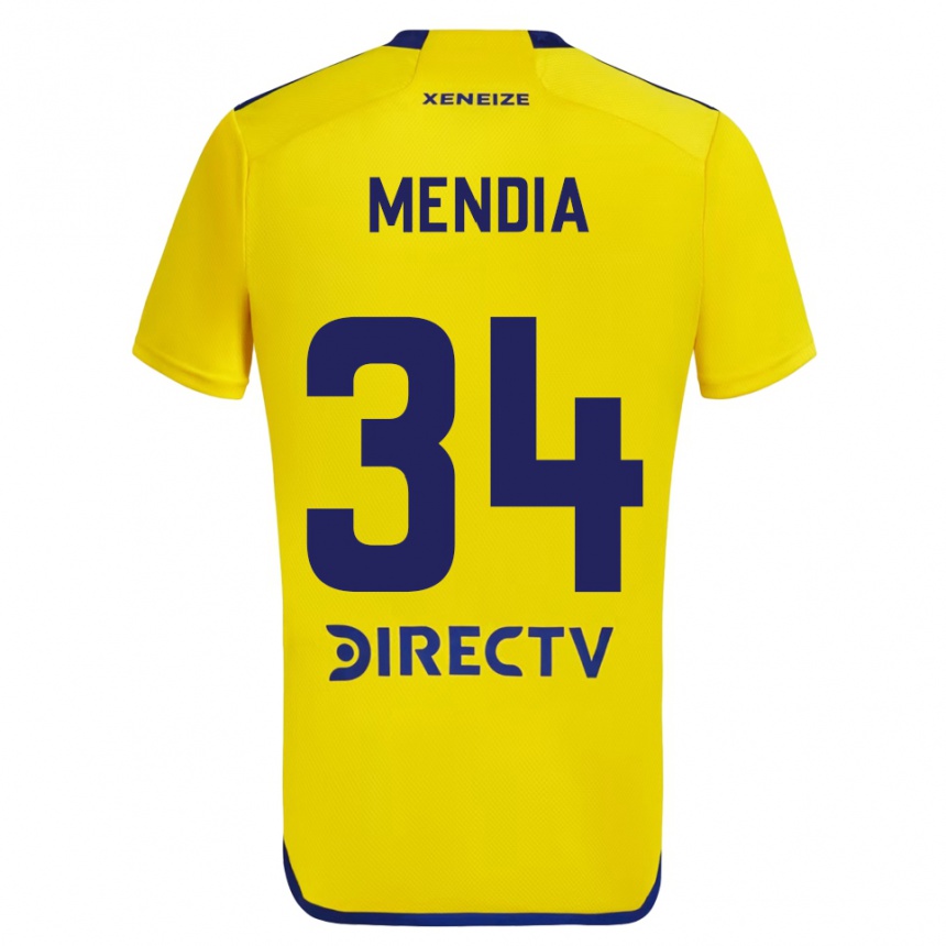 Kids Football Mateo Mendia #34 Yellow Blue Away Jersey 2024/25 T-Shirt Canada