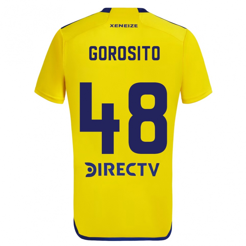 Kids Football Dylan Gorosito #48 Yellow Blue Away Jersey 2024/25 T-Shirt Canada