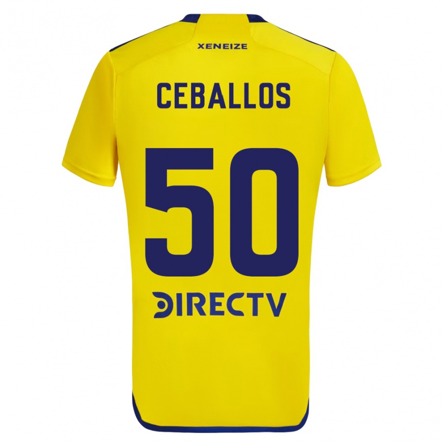 Kids Football Julián Ceballos #50 Yellow Blue Away Jersey 2024/25 T-Shirt Canada