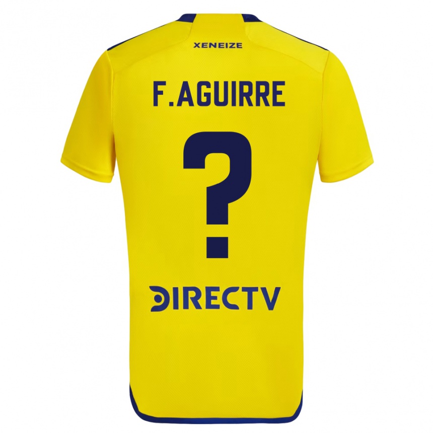 Kids Football Federico Aguirre #0 Yellow Blue Away Jersey 2024/25 T-Shirt Canada