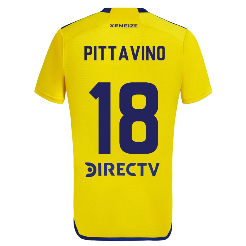 Kids Football Rodrigo Pittavino #18 Yellow Blue Away Jersey 2024/25 T-Shirt Canada