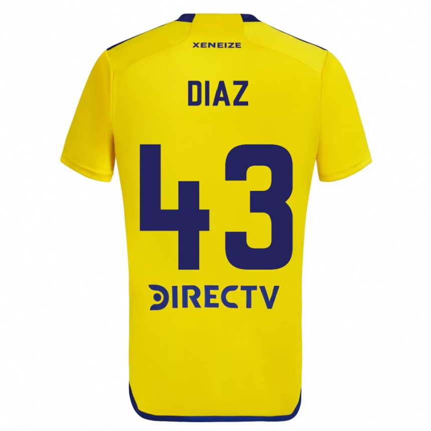 Kids Football Tomás Díaz #43 Yellow Blue Away Jersey 2024/25 T-Shirt Canada