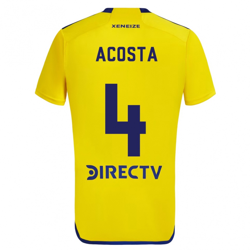 Kids Football Natan Acosta #4 Yellow Blue Away Jersey 2024/25 T-Shirt Canada