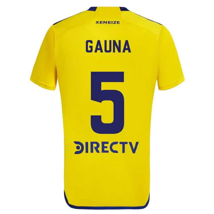 Kids Football Santiago Gauna #5 Yellow Blue Away Jersey 2024/25 T-Shirt Canada