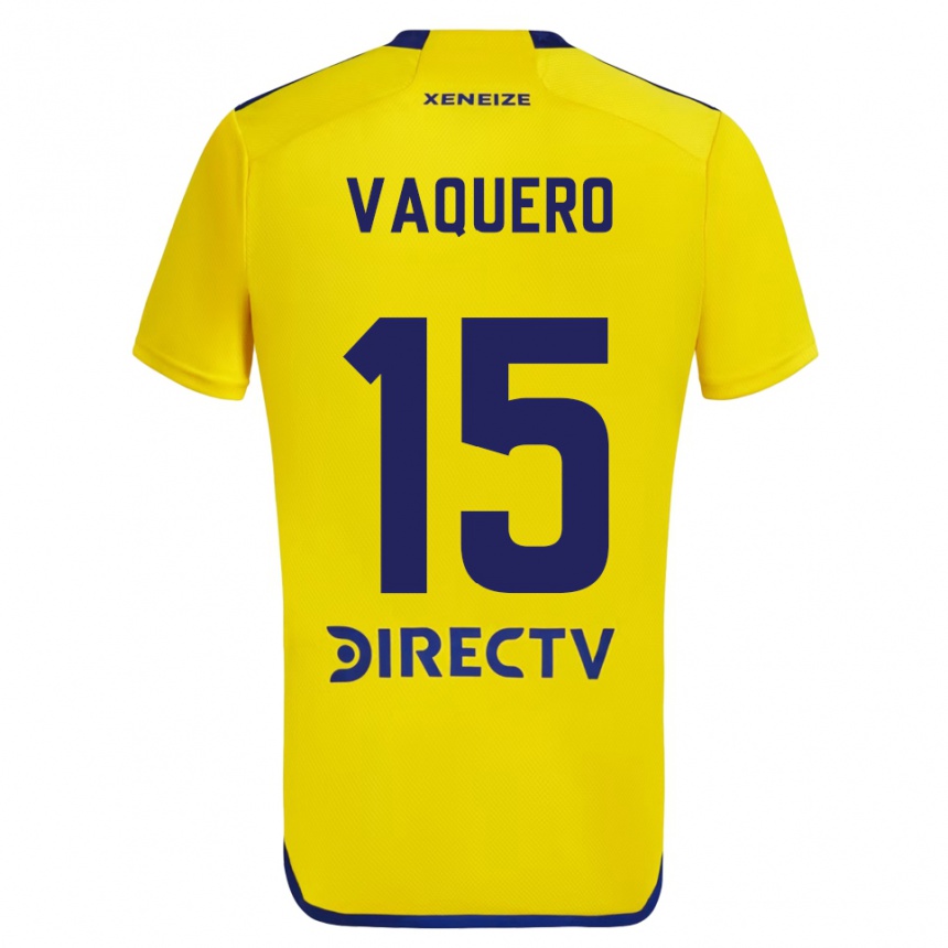 Kids Football Iván Vaquero #15 Yellow Blue Away Jersey 2024/25 T-Shirt Canada