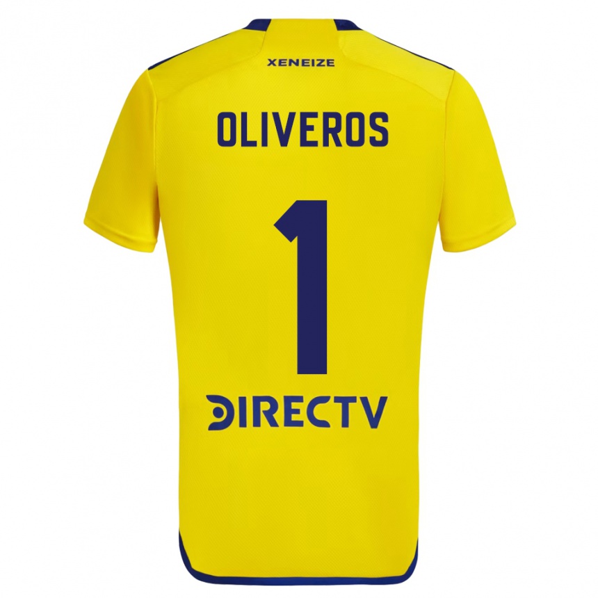 Kids Football Laurina Oliveros #1 Yellow Blue Away Jersey 2024/25 T-Shirt Canada