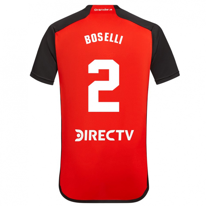 Kids Football Sebastián Boselli #2 Red Black White Away Jersey 2024/25 T-Shirt Canada