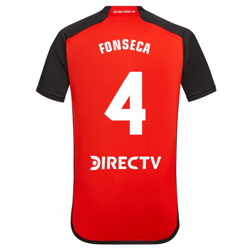 Enfant Football Maillot Nicolás Fonseca #4 Rouge Noir Blanc Tenues Extérieur 2024/25 Canada