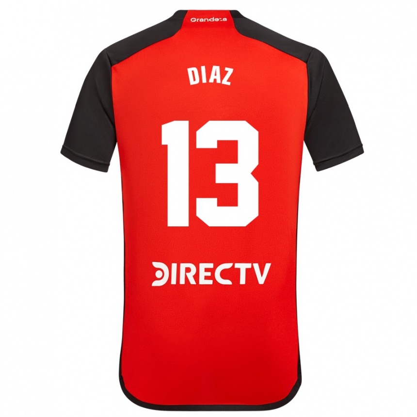 Enfant Football Maillot Enzo Díaz #13 Rouge Noir Blanc Tenues Extérieur 2024/25 Canada