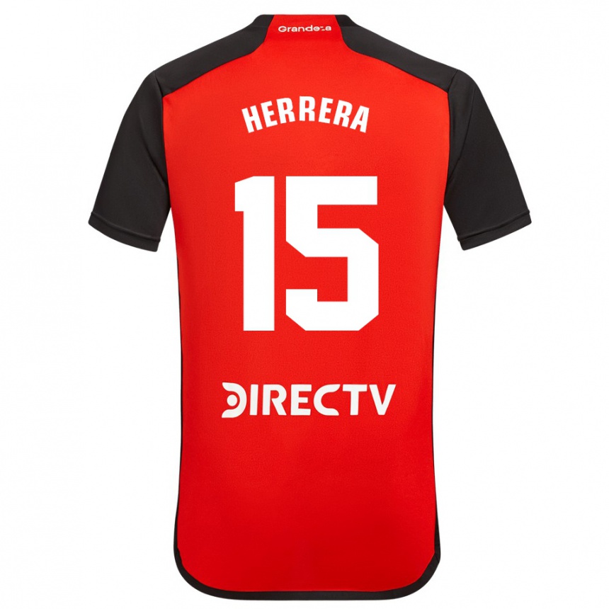 Kids Football Andrés Herrera #15 Red Black White Away Jersey 2024/25 T-Shirt Canada