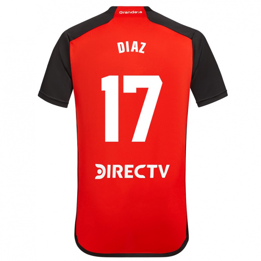 Kids Football Paulo Díaz #17 Red Black White Away Jersey 2024/25 T-Shirt Canada