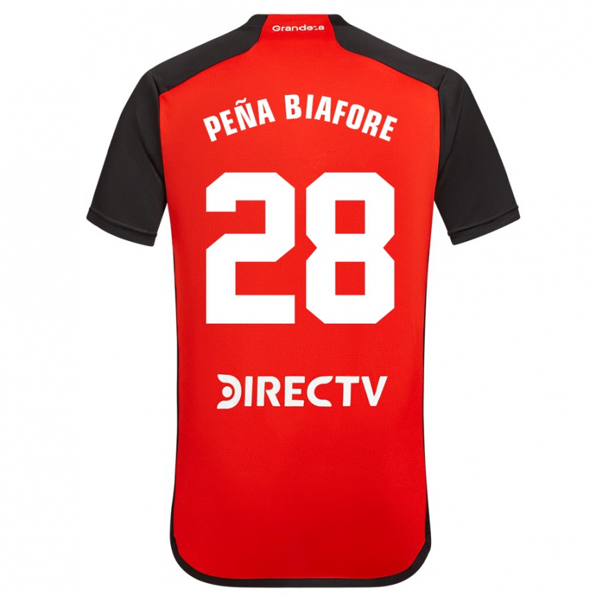 Kids Football Felipe Peña Biafore #28 Red Black White Away Jersey 2024/25 T-Shirt Canada