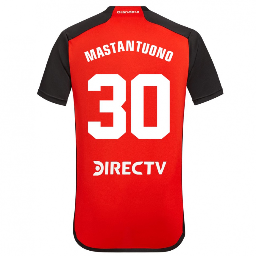 Enfant Football Maillot Franco Mastantuono #30 Rouge Noir Blanc Tenues Extérieur 2024/25 Canada