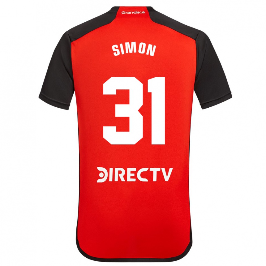 Enfant Football Maillot Santiago Simón #31 Rouge Noir Blanc Tenues Extérieur 2024/25 Canada