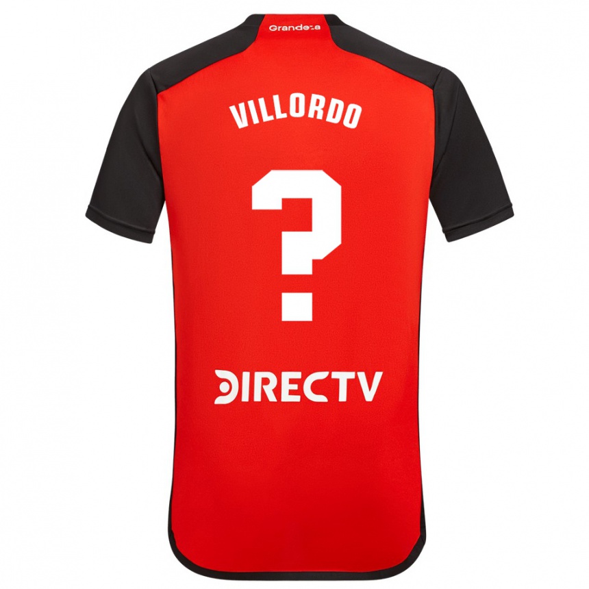 Kids Football Juan Villordo #0 Red Black White Away Jersey 2024/25 T-Shirt Canada