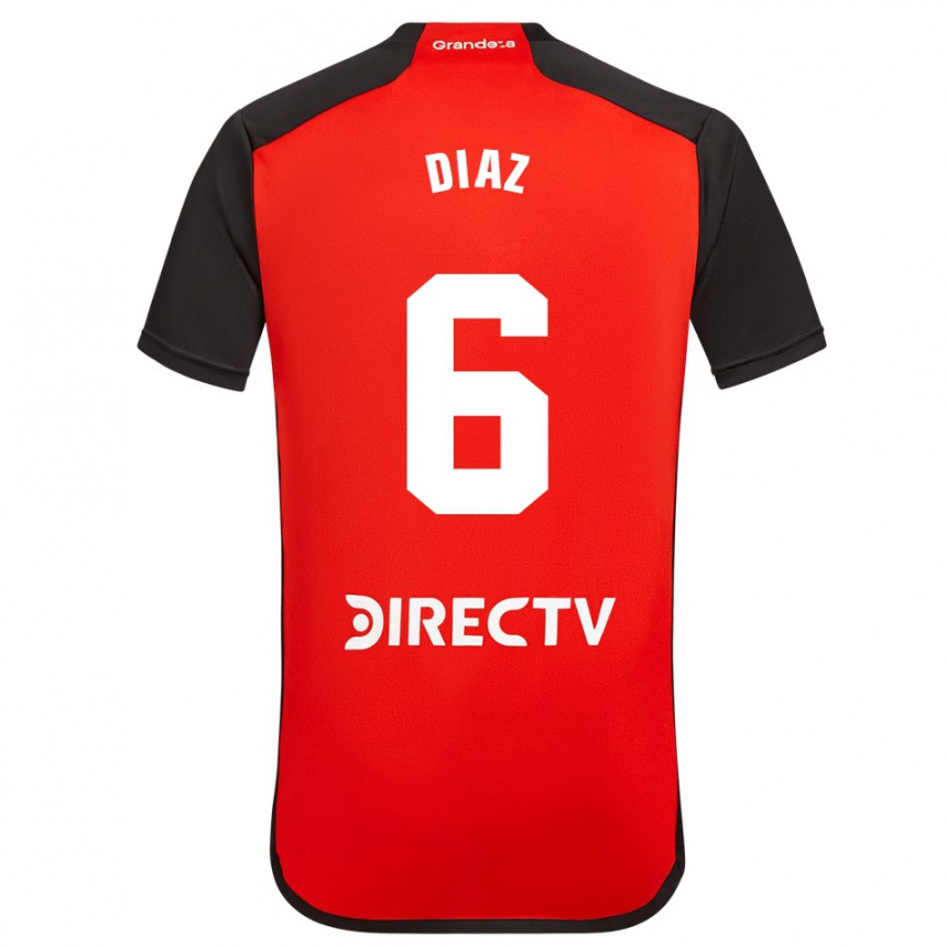 Kids Football Milagros Díaz #6 Red Black White Away Jersey 2024/25 T-Shirt Canada