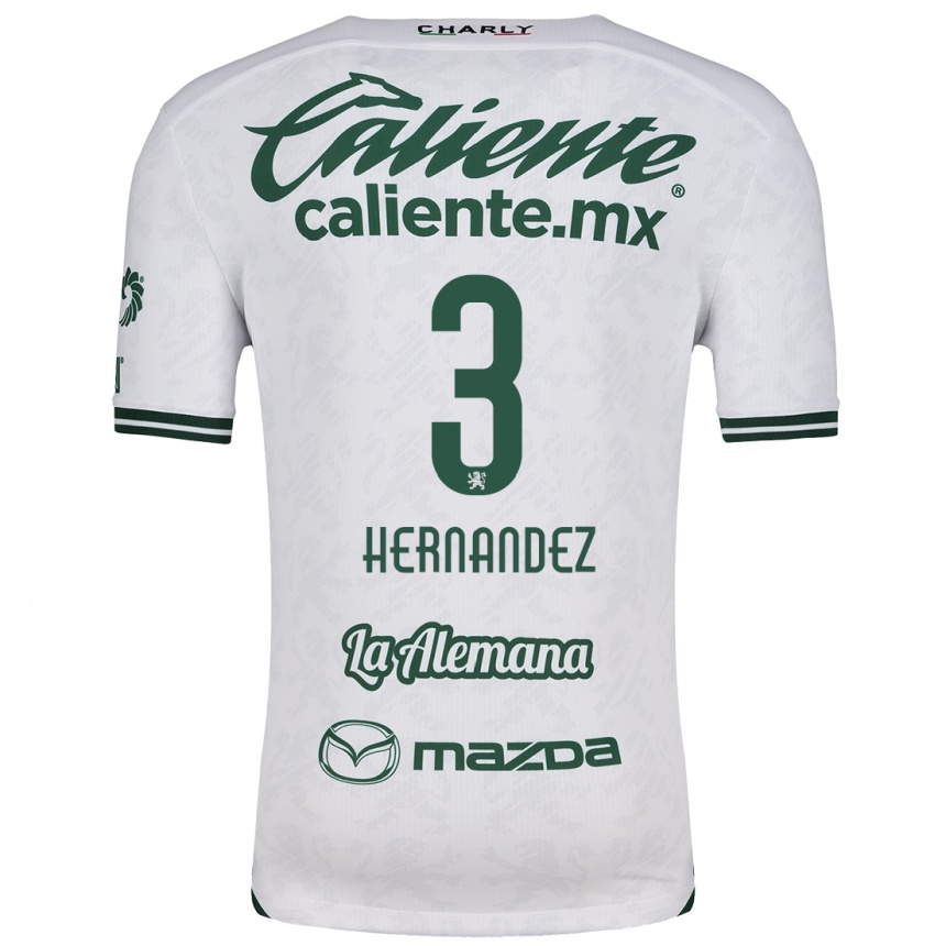 Kids Football Pedro Hernández #3 White Green Away Jersey 2024/25 T-Shirt Canada