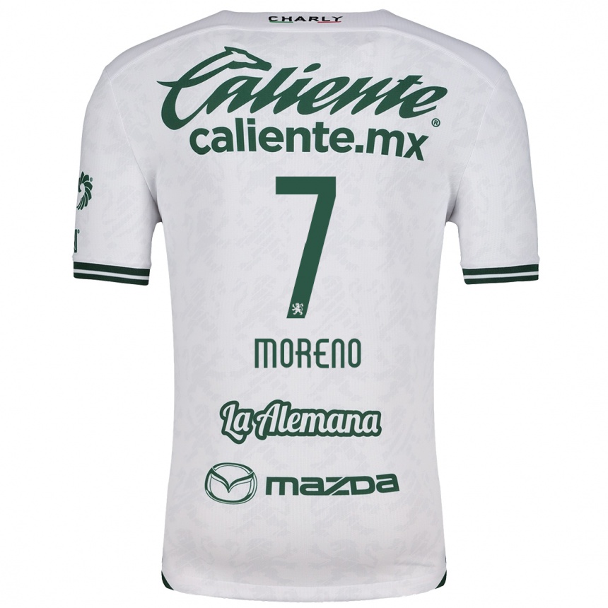 Kids Football Iván Moreno #7 White Green Away Jersey 2024/25 T-Shirt Canada