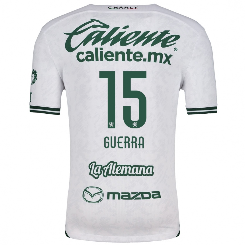 Kids Football Edgar Guerra #15 White Green Away Jersey 2024/25 T-Shirt Canada