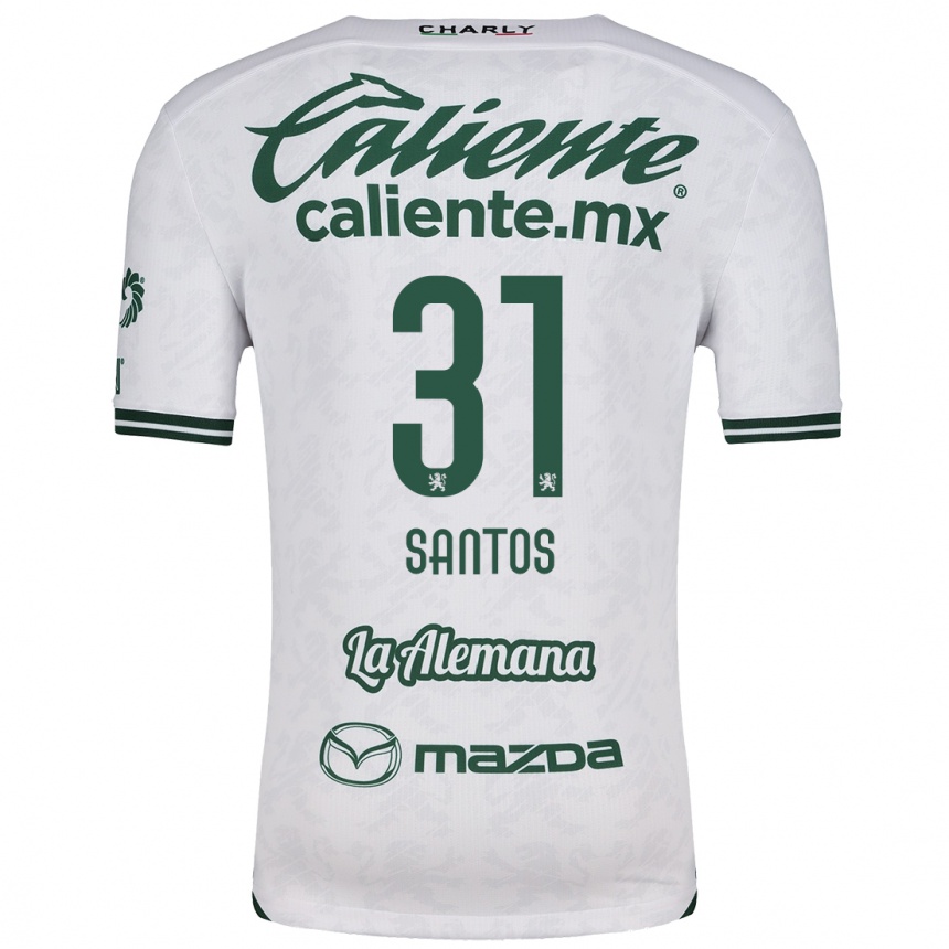 Kids Football Sebastián Santos #31 White Green Away Jersey 2024/25 T-Shirt Canada