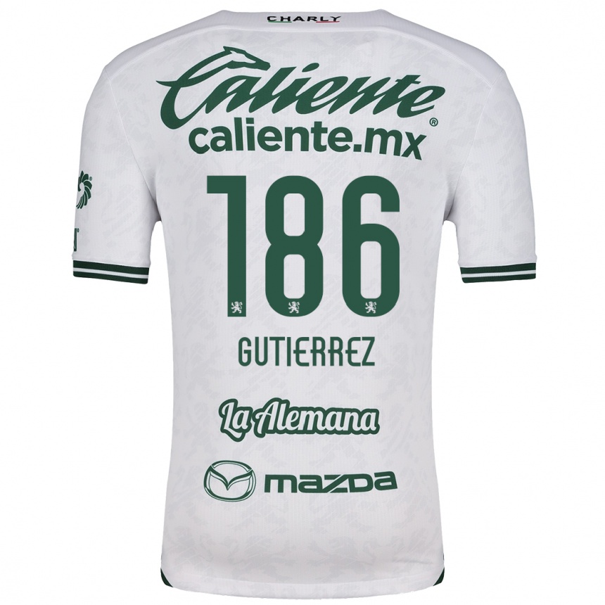 Kids Football Alan Gutiérrez #186 White Green Away Jersey 2024/25 T-Shirt Canada