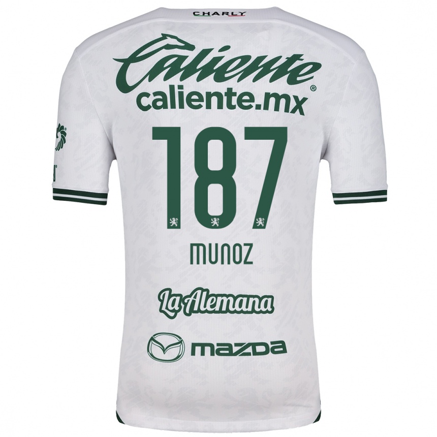 Kids Football Diego Muñoz #187 White Green Away Jersey 2024/25 T-Shirt Canada