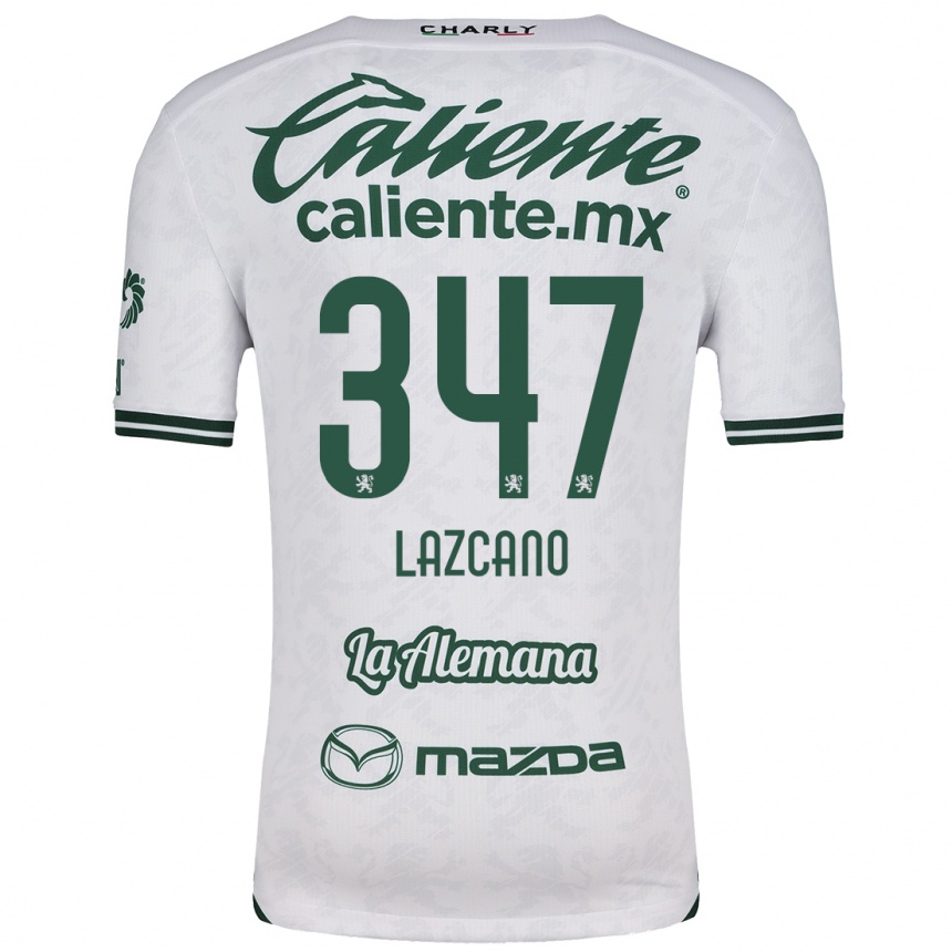 Kids Football Evan Lazcano #347 White Green Away Jersey 2024/25 T-Shirt Canada