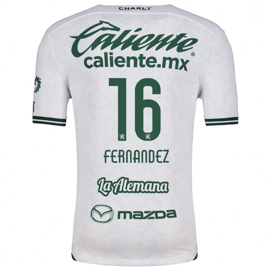 Kids Football Omar Fernández #16 White Green Away Jersey 2024/25 T-Shirt Canada