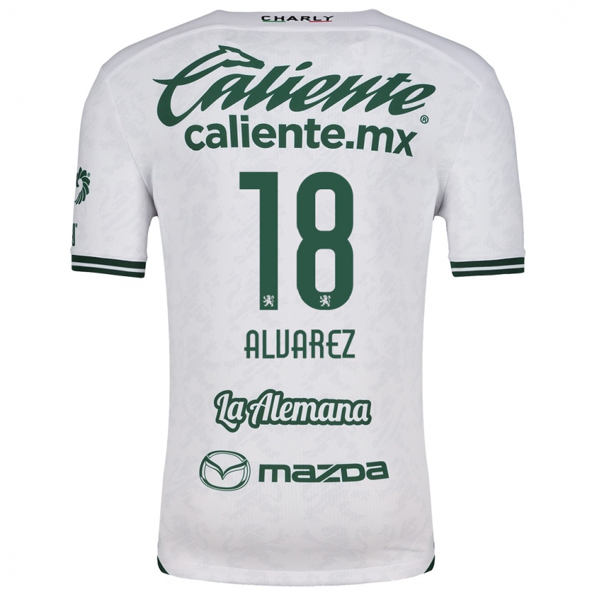 Kids Football Yazmin Álvarez #18 White Green Away Jersey 2024/25 T-Shirt Canada