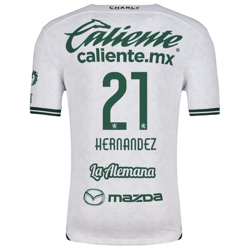 Kids Football Alexa Hernández #21 White Green Away Jersey 2024/25 T-Shirt Canada