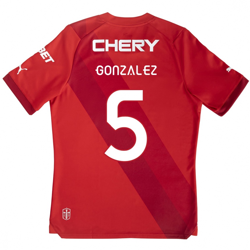 Enfant Football Maillot Daniel González #5 Rouge Blanc Tenues Extérieur 2024/25 Canada