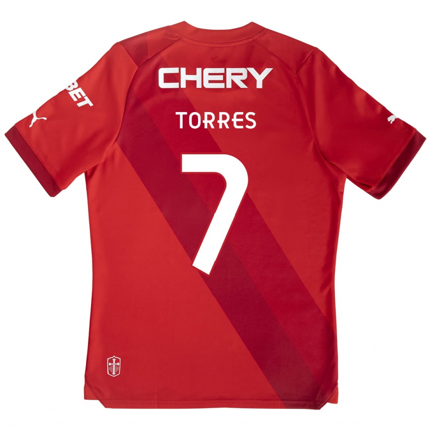 Kids Football Joaquín Torres #7 Red White Away Jersey 2024/25 T-Shirt Canada