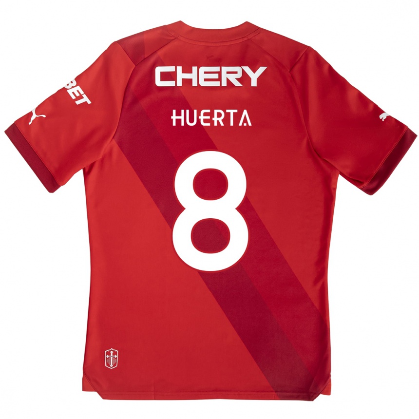 Enfant Football Maillot Valber Huerta #8 Rouge Blanc Tenues Extérieur 2024/25 Canada