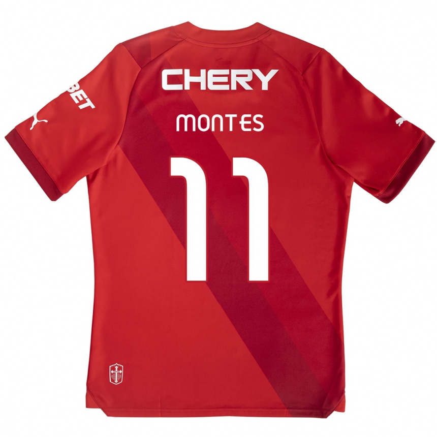 Kids Football Clemente Montes #11 Red White Away Jersey 2024/25 T-Shirt Canada