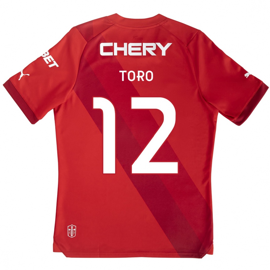 Enfant Football Maillot Ian Toro #12 Rouge Blanc Tenues Extérieur 2024/25 Canada