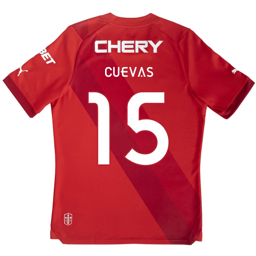 Kids Football Cristian Cuevas #15 Red White Away Jersey 2024/25 T-Shirt Canada