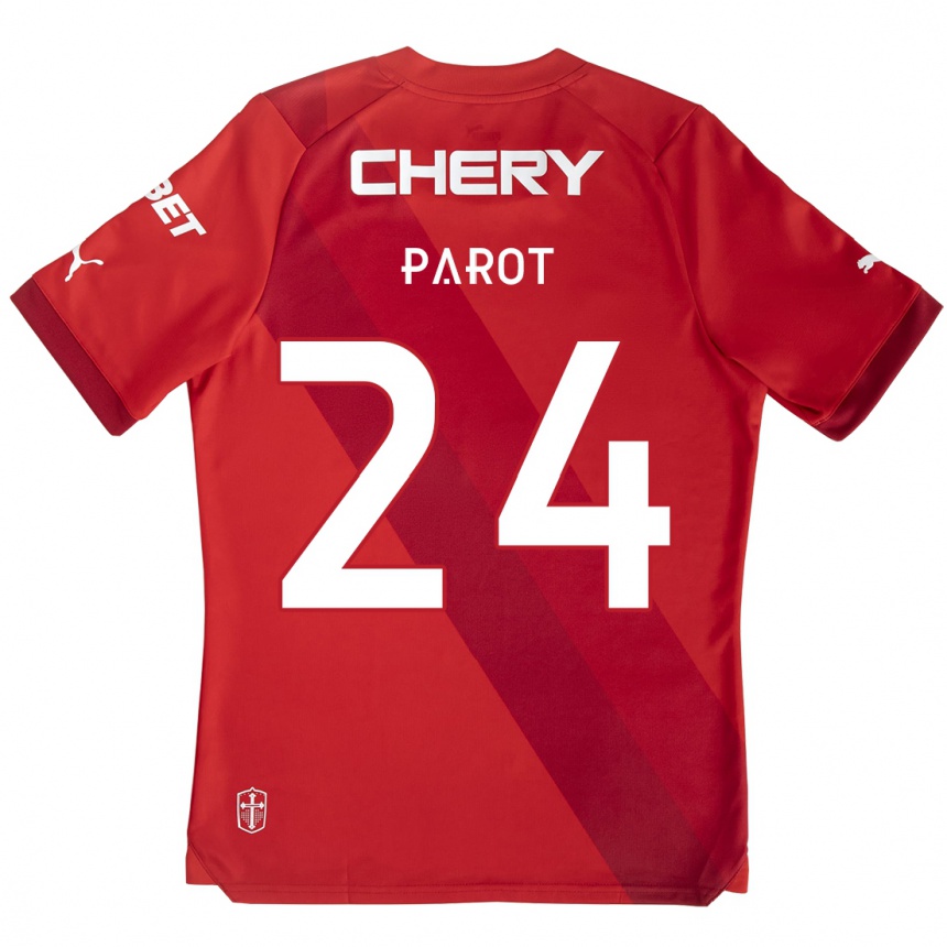 Enfant Football Maillot Alfonso Parot #24 Rouge Blanc Tenues Extérieur 2024/25 Canada