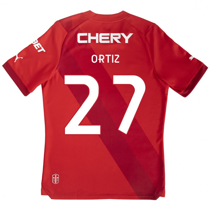 Enfant Football Maillot Jorge Ortiz #27 Rouge Blanc Tenues Extérieur 2024/25 Canada