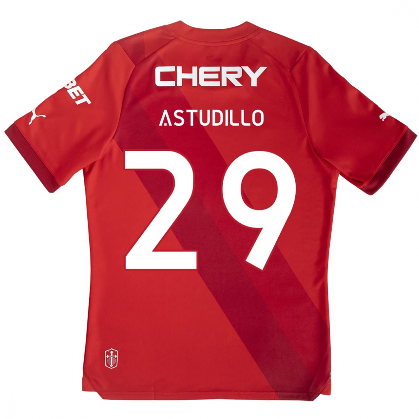 Kids Football Aaron Astudillo #29 Red White Away Jersey 2024/25 T-Shirt Canada