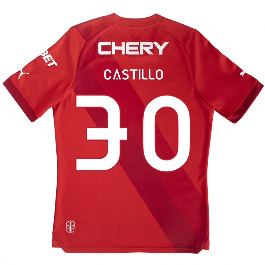 Kids Football Nicolás Castillo #30 Red White Away Jersey 2024/25 T-Shirt Canada