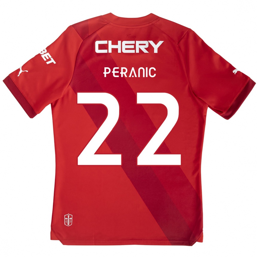 Enfant Football Maillot Nicolás Peranic #22 Rouge Blanc Tenues Extérieur 2024/25 Canada