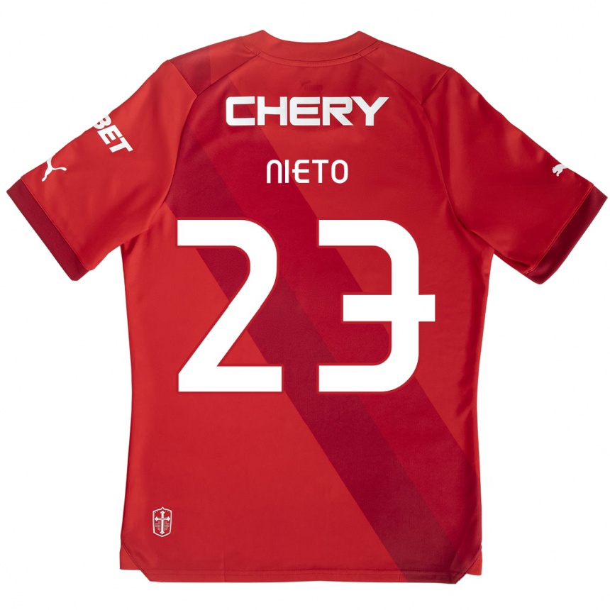 Kids Football Byron Nieto #23 Red White Away Jersey 2024/25 T-Shirt Canada