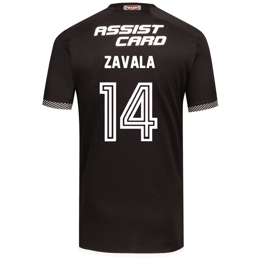 Kids Football Cristián Zavala #14 Black White Away Jersey 2024/25 T-Shirt Canada