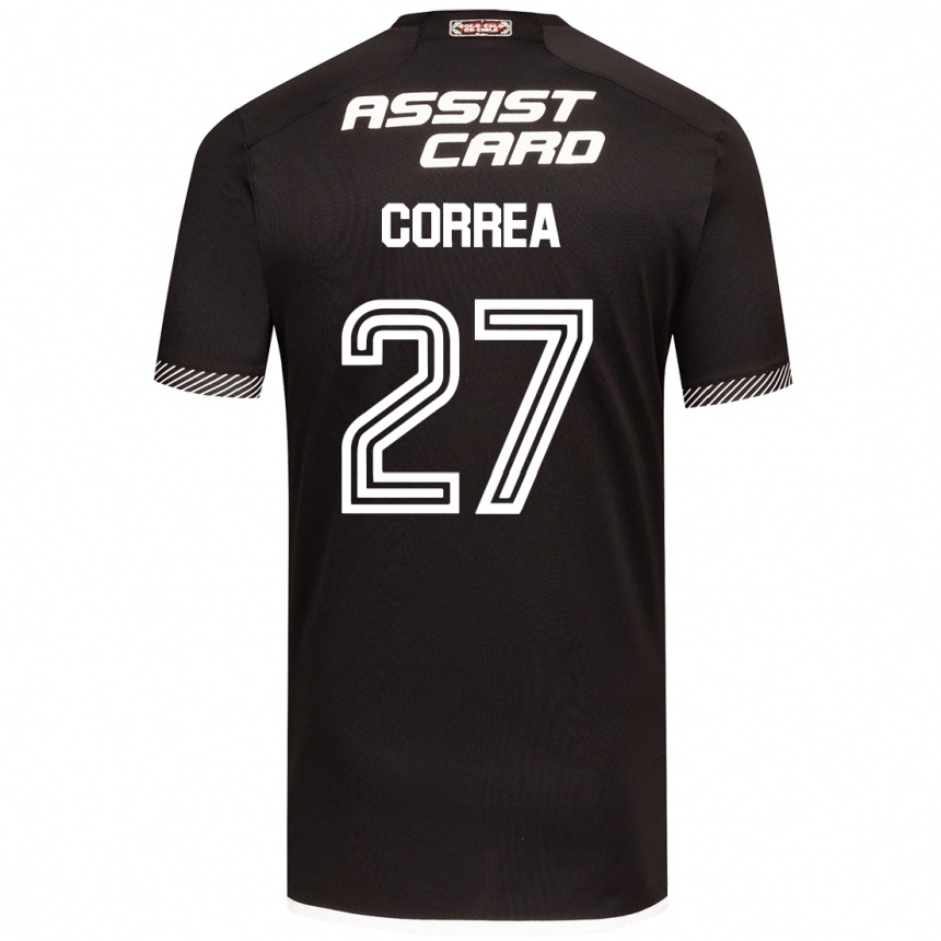 Kids Football Javier Correa #27 Black White Away Jersey 2024/25 T-Shirt Canada