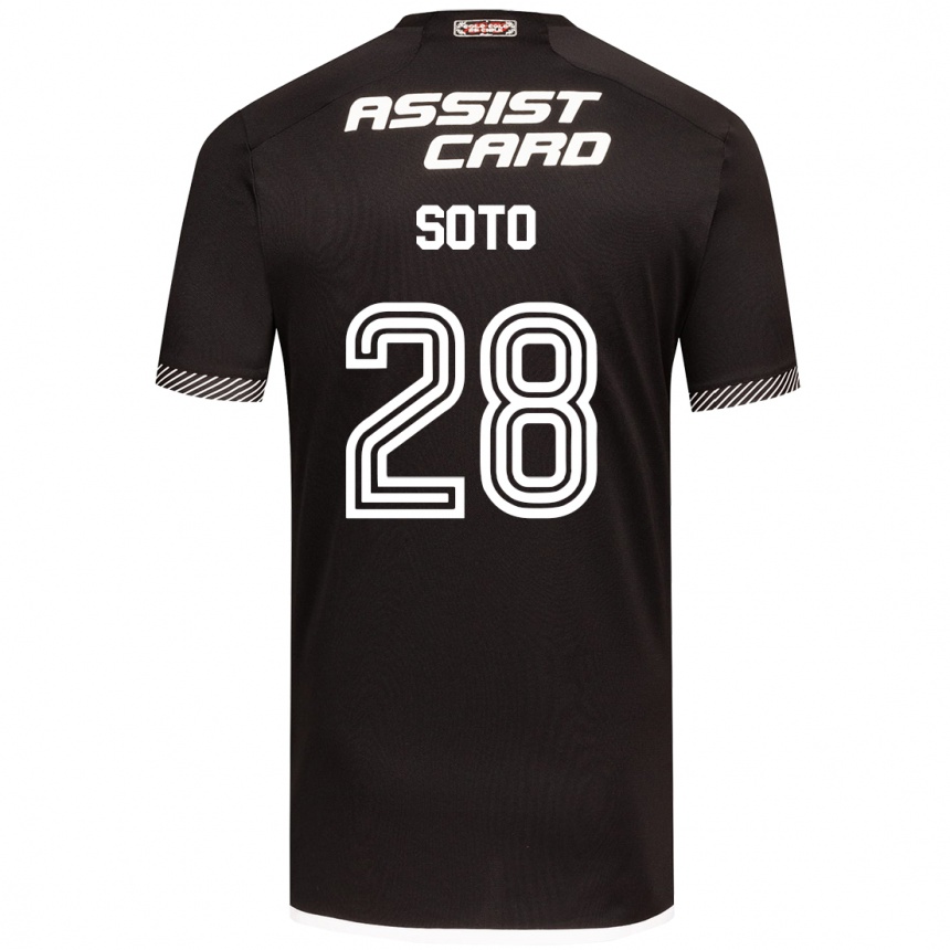 Kids Football Lucas Soto #28 Black White Away Jersey 2024/25 T-Shirt Canada