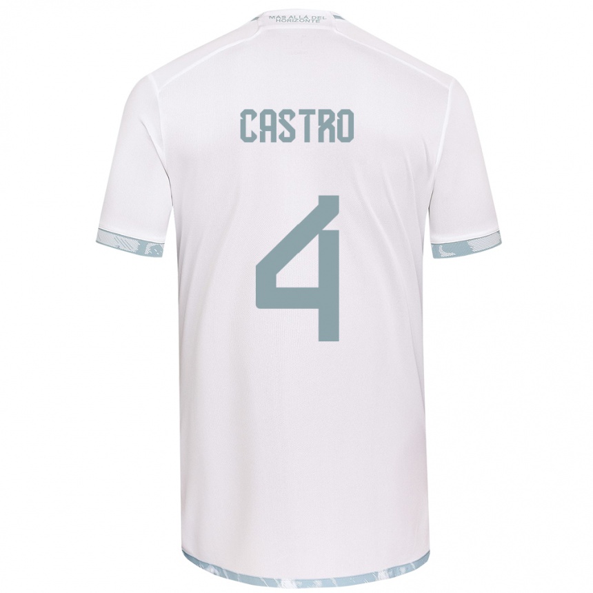 Enfant Football Maillot José Ignacio Castro #4 Blanc Gris Tenues Extérieur 2024/25 Canada