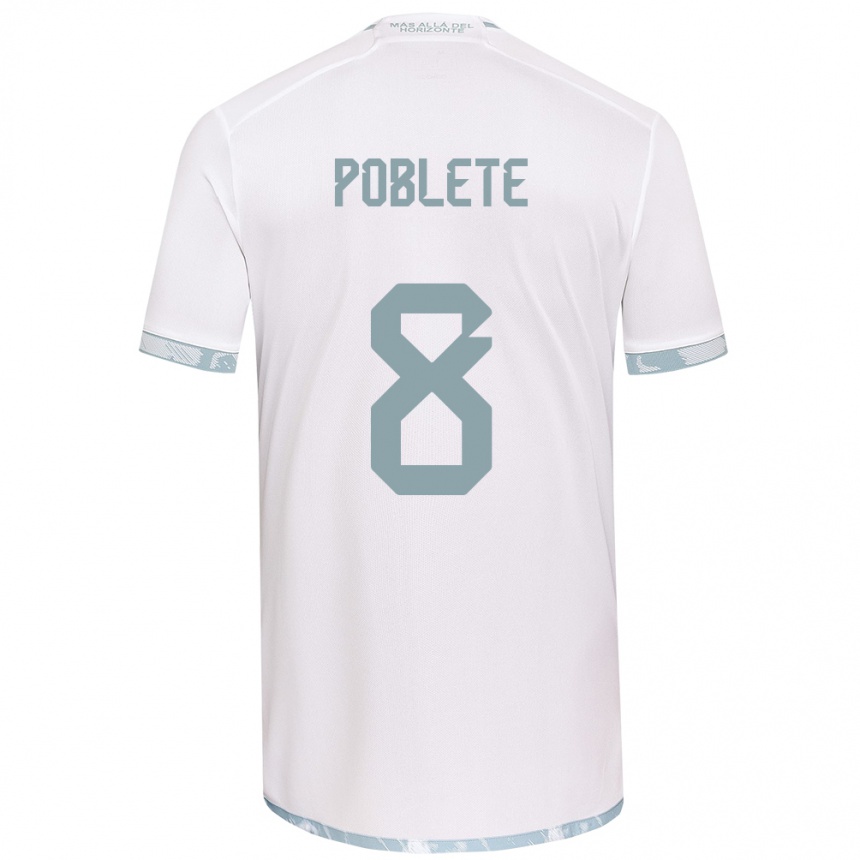 Kids Football Israel Poblete #8 White Grey Away Jersey 2024/25 T-Shirt Canada