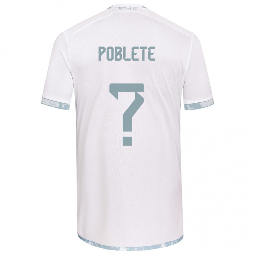 Kids Football José Poblete #0 White Grey Away Jersey 2024/25 T-Shirt Canada