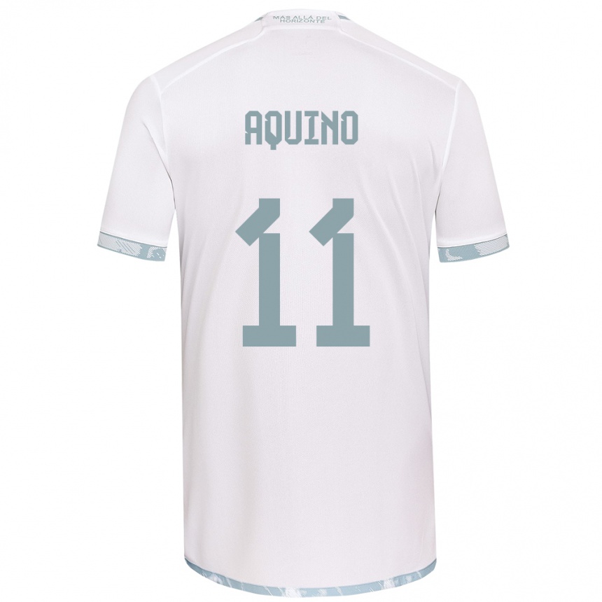 Enfant Football Maillot Yisel Aquino #11 Blanc Gris Tenues Extérieur 2024/25 Canada